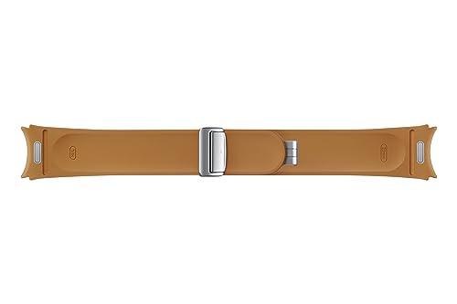 Image of SAMSUNG Galaxy Watch 6, 5, 4 Series Hybrid Eco Leather Band, Wide, Magnetic D-Buckle Closure for Men, Women, Smartwatch Replacement Strap, One Click Attachment, Medium /Large, ET-SHR94LDEGUJ, Camel