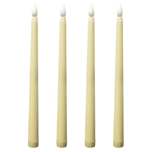 KARELLS Vela cónica sin llama, 4 velas de luz LED, varillas de vela LED, velas flotantes de batería falsa para decoración de Navidad, hogar, boda, color beige
