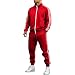 Jogginganzug Herren Trainingsanzug Tracksuit Mit Taschen Activewear Für Fußball Gym 2 Teiler Trainingsanzug Herren Winter Hoodies Und Jogginghose Männer Jogging Suit Weich Bequem Hausanzug Rot L
