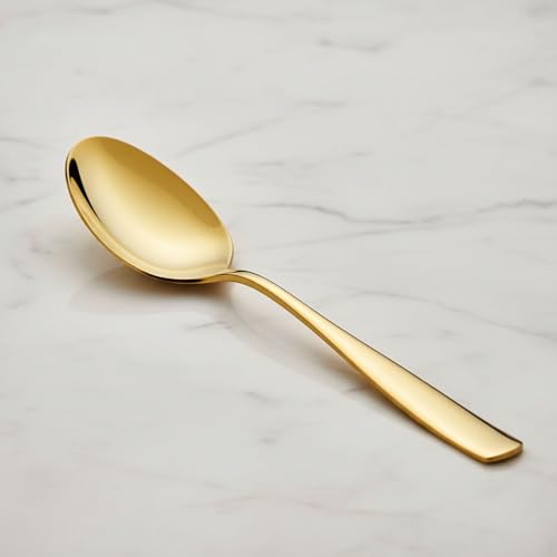 Image of 12-Pcs. Gold Cutlery Set - Luxury Stainless Steel Flatware Service for 6 with 6 Dinner Spoons & 6 Dinner Forks - Titanium PVD Coated Mirror Finish - Dishwasher Safe Golden Silverware