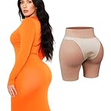 LOMBEE Silicone Big Fake Butt Pants Hip Enhancer Buttock Pads Open Crotch for Women Crossdressers Drag Queens Transgender (Beige)