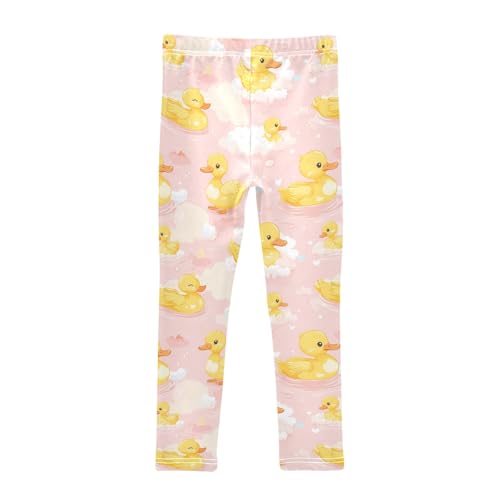 Yellow Duck with Cloud Girls Leggings Athletic Pants Tights Stretch Bottom2