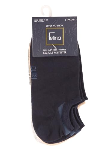 Felina Super No-Show Socks W/Heel Control 6-Pack4