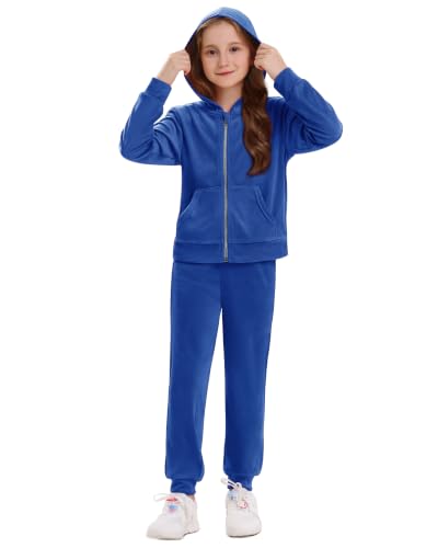 Stelle Girls Velour Tracksuit Sets, Sapphire, X-Small