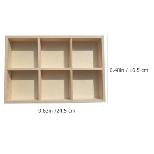 Image of ​Wakauto 2pcs Wooden Storage Divider Boxes - 6 Grid Organizer Trays for Desk, Crafts & Art Supplies Display (Home Organization & Decorative Storage 9.64 inch X 6.49 inch)​​