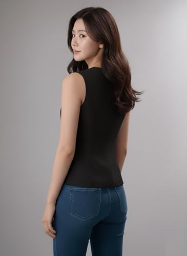 Image of ROCKSY Women Stretch Waistcoat - Sleeveless Lightweight Round Neck Premium Vest with 2 Pockets | Ideal for Formal, Office, Casual, Party