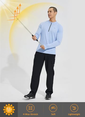 baleaf Men's Sun Shirts UPF 50+ Rash Guard Long Sleeve 1/4 Zip SPF UV Protection Lightweight Quick Dry2