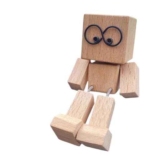 Vibration Responsive Spring-Leg Beechwood Decor Ornament for Car Dashboard & Desk Handmade Wooden Accessory with Detachable Magnetic Eyeglasses Adult Stress Relief Auto & Desktop Decoration