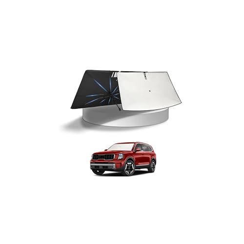 Image of KUST Sun Shade Umbrella for 2020-2025 2026 Kia Telluride | Custom Fit Windshield Sunshade | Foldable Sunshade with Bendable Handle | Blocks Heat & UV Rays Keep Car Cool Sunshield