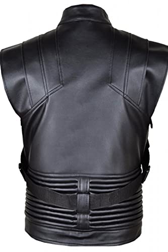 Mens Clint Barton Hawkeye Jeremy Renner Cosplay Costume Stylish Biker Black Faux Leather Vest4