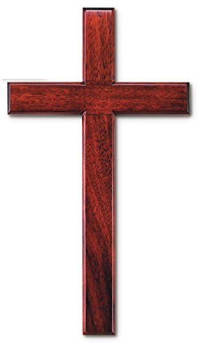 HJ Sherman 24 Inch Wall Cross Solid Mahogany Brown Wood Hanging Religious Décor 13.25
