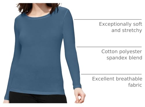 Image of Natural Uniforms Women's Long Sleeve Underscrub T-Shirt - Cotton Blend Scrub Base Layer for Nurses & Medical Professionals