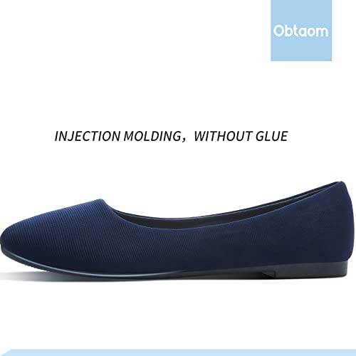Image of Obtaom Round Toe Women Flat Shoes Slip on Girls Dress Black Ballet Flats