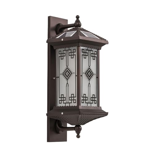 Lustre marron carré solaire étanche IP65 au design rétro de haute qualité pour extérieur