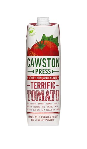Cawston Press Tomato Pressed Juice - 1 Litre Pack of Juice Cartons All Natural – Vegan – No Added Sugar, (Pack of 8)