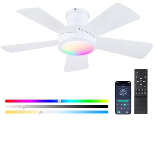 Ventilateur de plafond avec lumière LED pour chambre et salon à l'ambiance RGB moderne