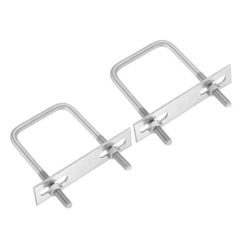 Image of PATIKIL M6x45x80mm Square U-Bolts Kit, 2Set 304 Stainless Steel Square U Shaped Bolts Replacement Parts with Frame Plates and Nuts for Ski Board Sailboat Trailer