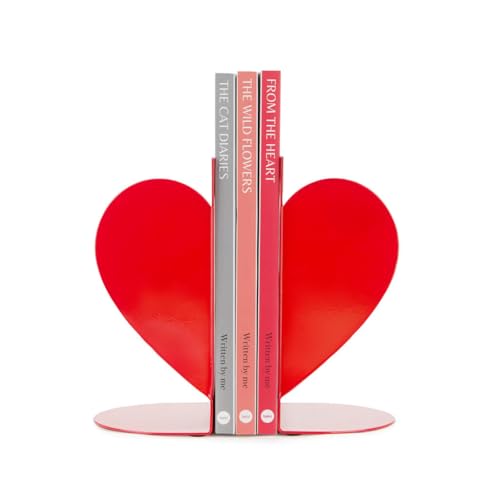 Balvi Buchstütze Love Rot Farbe Doppelte Bücherstütze in Herzform Metall