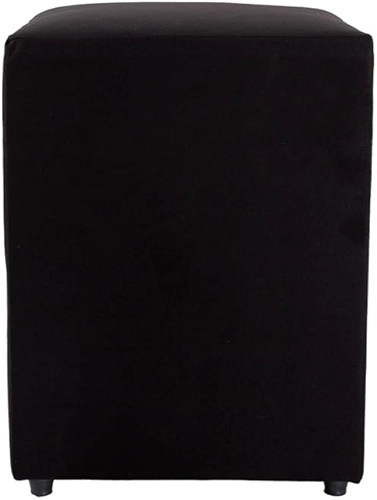 Puff Decorativo Cubo Grande, 45x34x34cm, Estrutura em Madeira, Revestimento em Suede, para Sala, Quarto, Escritório (Preto, Grande)