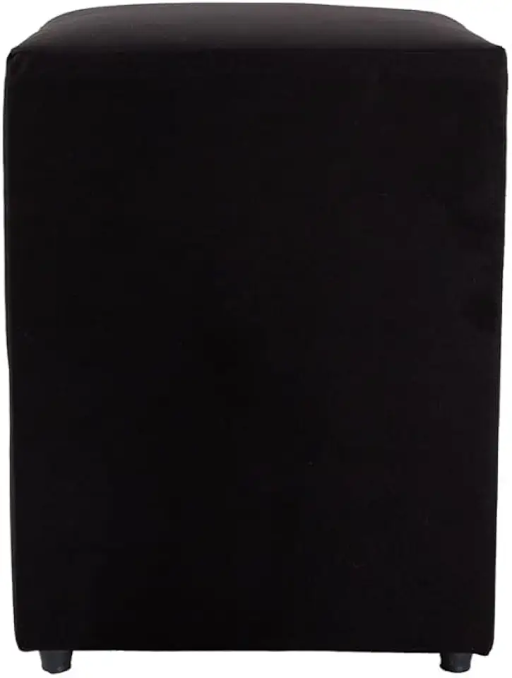 Puff Decorativo Cubo Grande, 45x34x34cm, Estrutura em Madeira, Revestimento em Suede, para Sala, Quarto, Escritório (Preto, Grande)