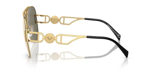Versace Unisex Sunglasses Gold Frame, Clear Mirror Real Yellow Gold Lenses, 63MM2