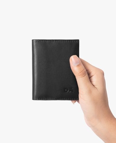 Image of DailyObjects Black Even Bi-Fold Card Wallet | Men | Full-Grain Leather | Gents Wallet Branded | Handcrafted | Guys| Card Holder | Dedicated Sleeve| 4 Card Slots| Dual-Tone Colourways