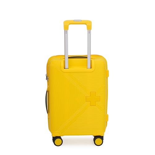 Image of SWISS MILITARY Maze 20-Inch Hard Top Peach Luggage Trolley Bag Durable Polypropylene Body TSA Lock Body-Coloured 360 Degree Rotating 8 Wheels Lightweight Stylish Travel Suitcase