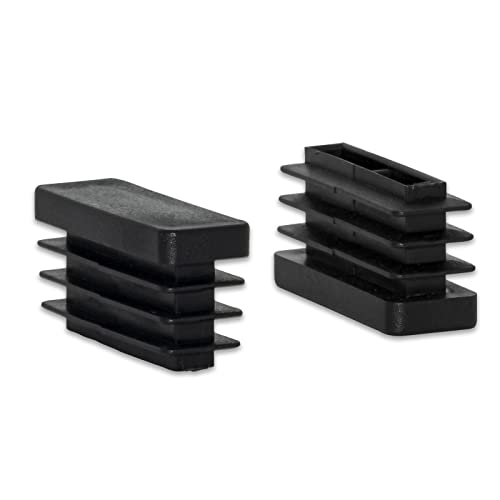 Image of Flyshop 8 Pack Black Chair Glide Inserts Plastic Plugs Rectangle Pipe Tubing End Caps 13 x 38 mm, 1 /2 inch x 1-1 /2 inch