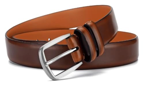 Mens Belts,Simple Belt Whole Cowhide Belts for Men Alloy Buckle Men's Belts Thickened for Dress Casual Golf(Coffee,110cm)3