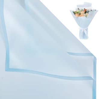 NESCCI 20 Sheet Flower Wrapping Paper - Waterproof Floral Bouquet Wrapping Paper, Florist Supplies Packaging Paper for Wedding Birthday Gift DIY (Translucent Light Blue)