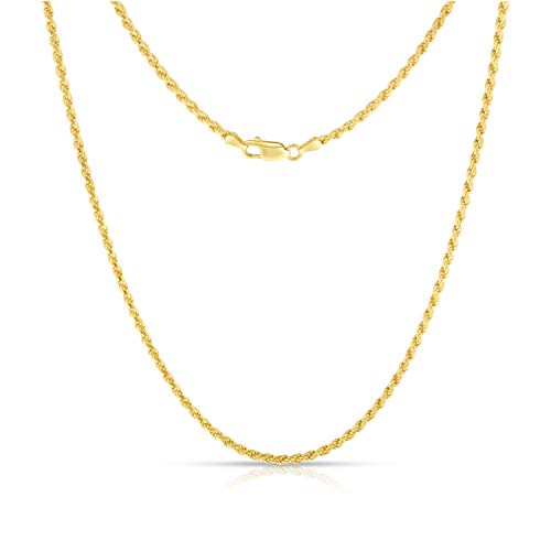 Corde en argent sterling plaqué or maille torsadée idéale pour le quotidien