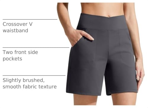 Image of G4Free Evergoing Athletic Shorts for Women with Pockets 6 inch /14 inch Cross Waist