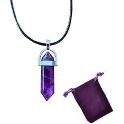 Collares De Moda Aesthetic Pandiui23 Colgante de Piedra Natural Amatista, collar de chakras de piedra, Colgante Cuenta de Piedras Naturales (Amatista)