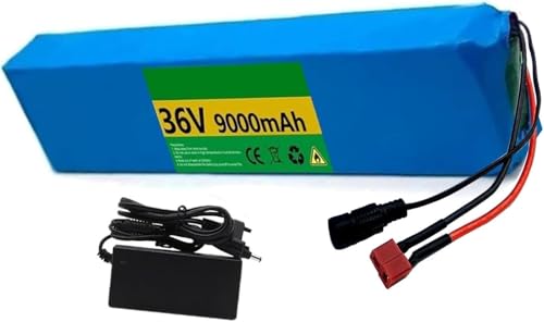 Batería De Scooter Eléctrico De 36V 9Ah, Batería De Bicicleta Eléctrica, Batería De Litio para Bicicleta Eléctrica, con Cargador, Paquete De Batería De Litio, Batería Scooter 36V 9Ah,T+DC
