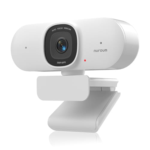 Nuroum V15-AF 2K Webcam mit Autofokus, 1080P 60fps PC Kamera mit Mikrofon, 75°Weitwinkel/Rauschunterdrückung/Lichtkorrektur, Business Webkamera USB 2.0 Plug&Play für Laptop/Desktop/Mac, für Zoom/Teams