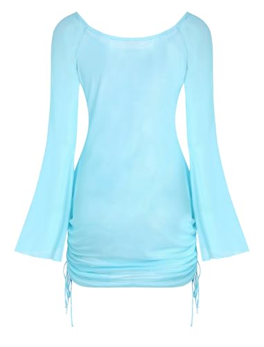 Image of ZAFUL Womens Swimsuit Cover Up Dress Off Shoulder Hollow Coverup Bathing Suit Mesh Swim Beach Dress