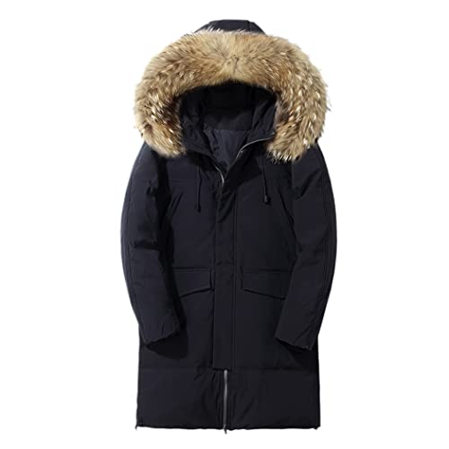 Manteau d'hiver long homme à capuche imperméable Parka chaude Noir M