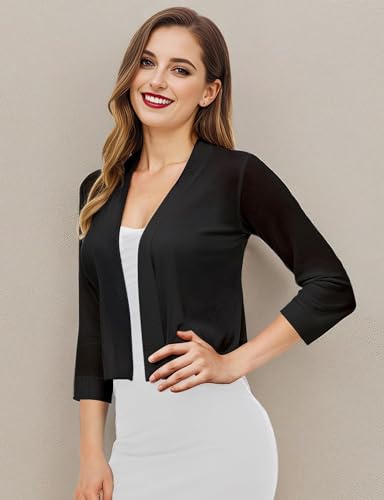 Image of Cardigan for Women, Lightweight Cardigans Women Dressy for Summer, Short Bolero 3 /4 Sleeve Cropped Shrug Sweaters Jacket