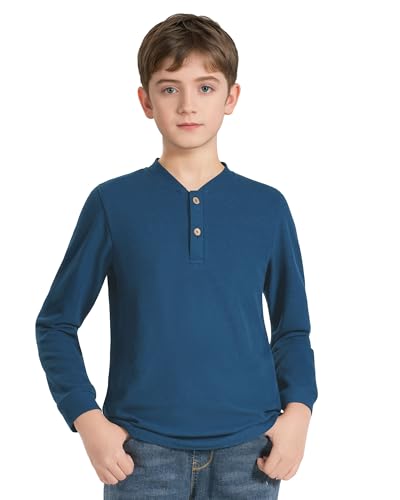 Boys Henley Long Sleeve Shirts Cotton T-Shirts for Boy Spring Fall Winter Kids Casual Basic Tee Tops 7-14 Years2