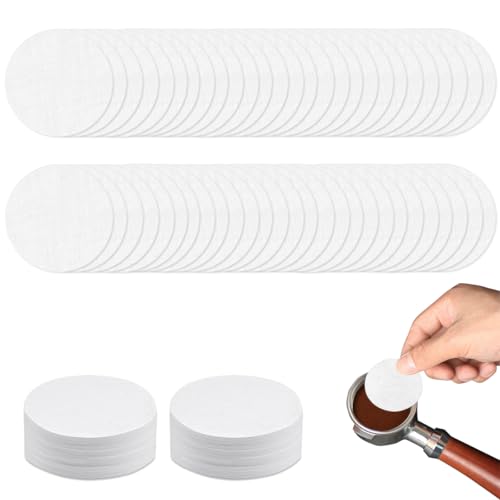 200 Piezas Papel de Filtro de Café Redondo, 58mm Filtros de Café de Repuesto Redondos, Filtros de papel de filtro de café redondos, Natural Sin Blanquear, para Cafeteras Espresso y Cafeteras Moka Pot