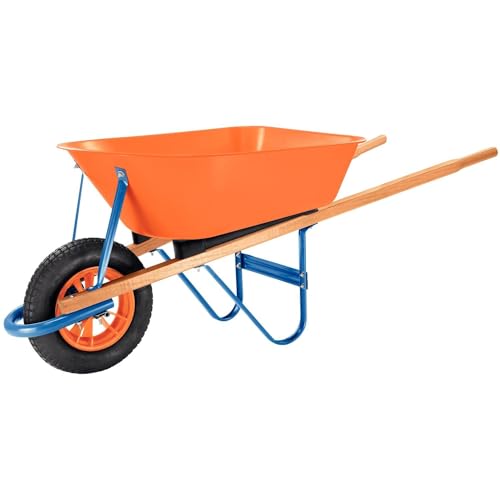 Carrinho De Mão, Caçamba Plástica Funda, 55 L, Braço De Madeira