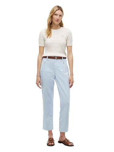 Image of Tommy Hilfiger Women's Twill Straight Chino Pants with Stretch Mid Rise Ankle Pants