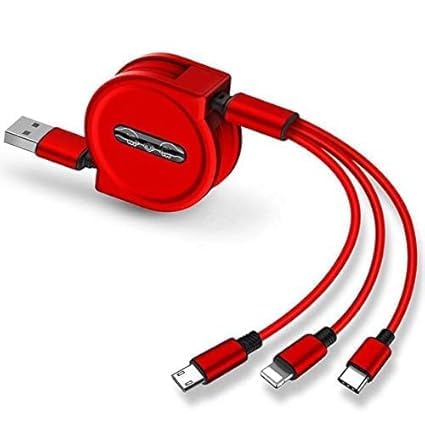 Image of Original 100W USB C Multi Charging Cable 3in1 Retractable Charge Cord Compatible with Phone /Type C /Micro for All Android and iOS Smartphone Multifunction 3 in 1 Cable (APR196)