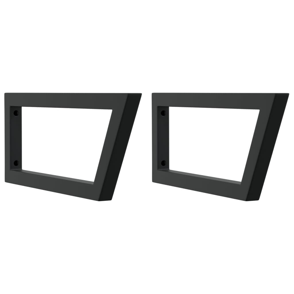 2 Stk. Waschtisch-Halterungen 20 x 50 cm, Trapezförmige Konsole aus Stahl, Schwerlast-Wandhalterung für Waschbecken, Schwarz, DIY Badmöbel