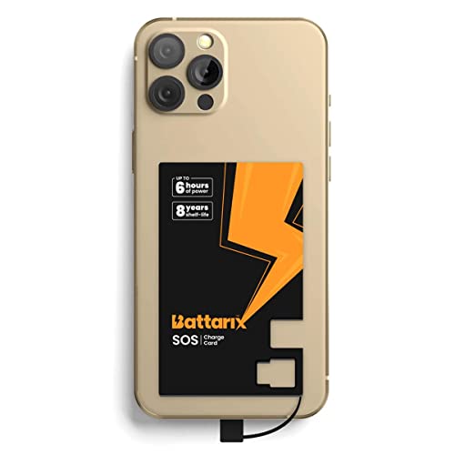 BATTARIX Power Card - Portable Charger Power Bank, Fast Charging, External Battery for Emergency Survival Everyday Carry Lightning & USB C for Android+iPhone (Single Use, Pre Charged)