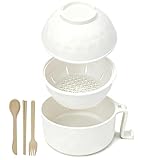 Layron Ramen Cooker Ramen Bowl Set with Chopsticks 33oz Microwave Noodle Bowl College Dorm Room Essentials for Girls for Boys Apartment Essentials-White