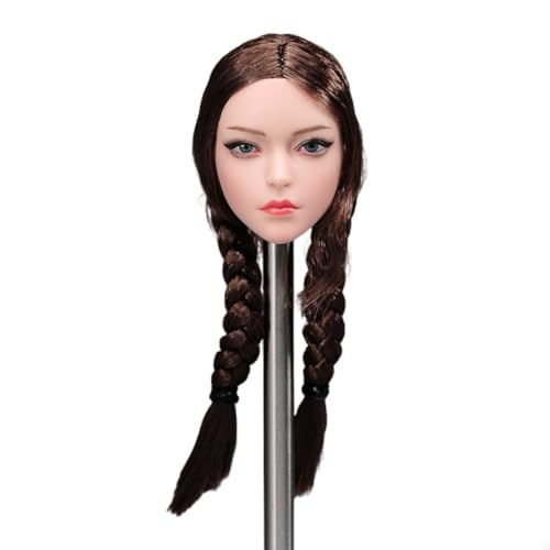 Tête féminine YMT049 1/6 cheveux bruns pour figurine articulée 30 cm