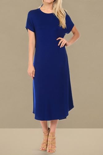 Image of iconic luxe Women's A Line Short Sleeve T Shirt Midi Dress Summer Casual
