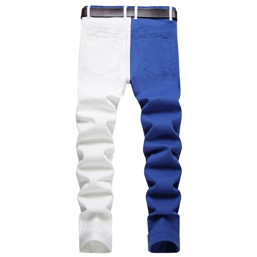 Men Stitching Micro-Elastic Pencil Jeans Vintage Contrast Color Slim Denim Pant Summer Classic Comfy Daily Trousers2