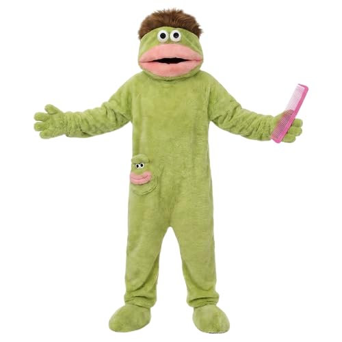 VLZLQ 2026 Silly Onesie Funny Green Monster Hooded Fleece Onesie Pajamas Snuggle Monster Onesie for Party & Loungewear (US Alpha Large Regular Regular Green)